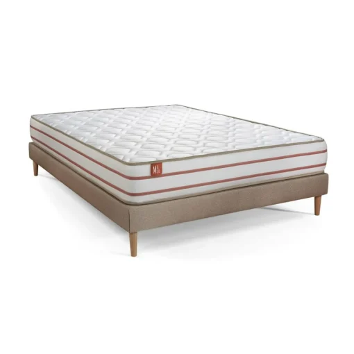 Marmottes & Co Pack prêt a dormir matelas LE DOUX Memoire de forme sommier kit Beige 2 oreillers couette New