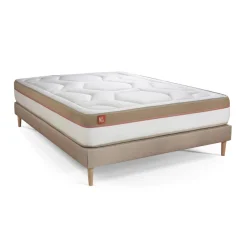 Marmottes & Co Pack prêt a dormir matelas LE COSY Memoire de forme sommier Beige 2 oreillers,couette Discount