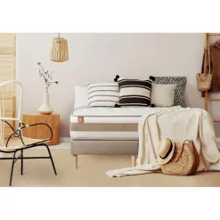 Marmottes & Co Pack prêt a dormir matelas LE TENDRE Ressorts ensaches Memoire de forme double sommiers Beige Best