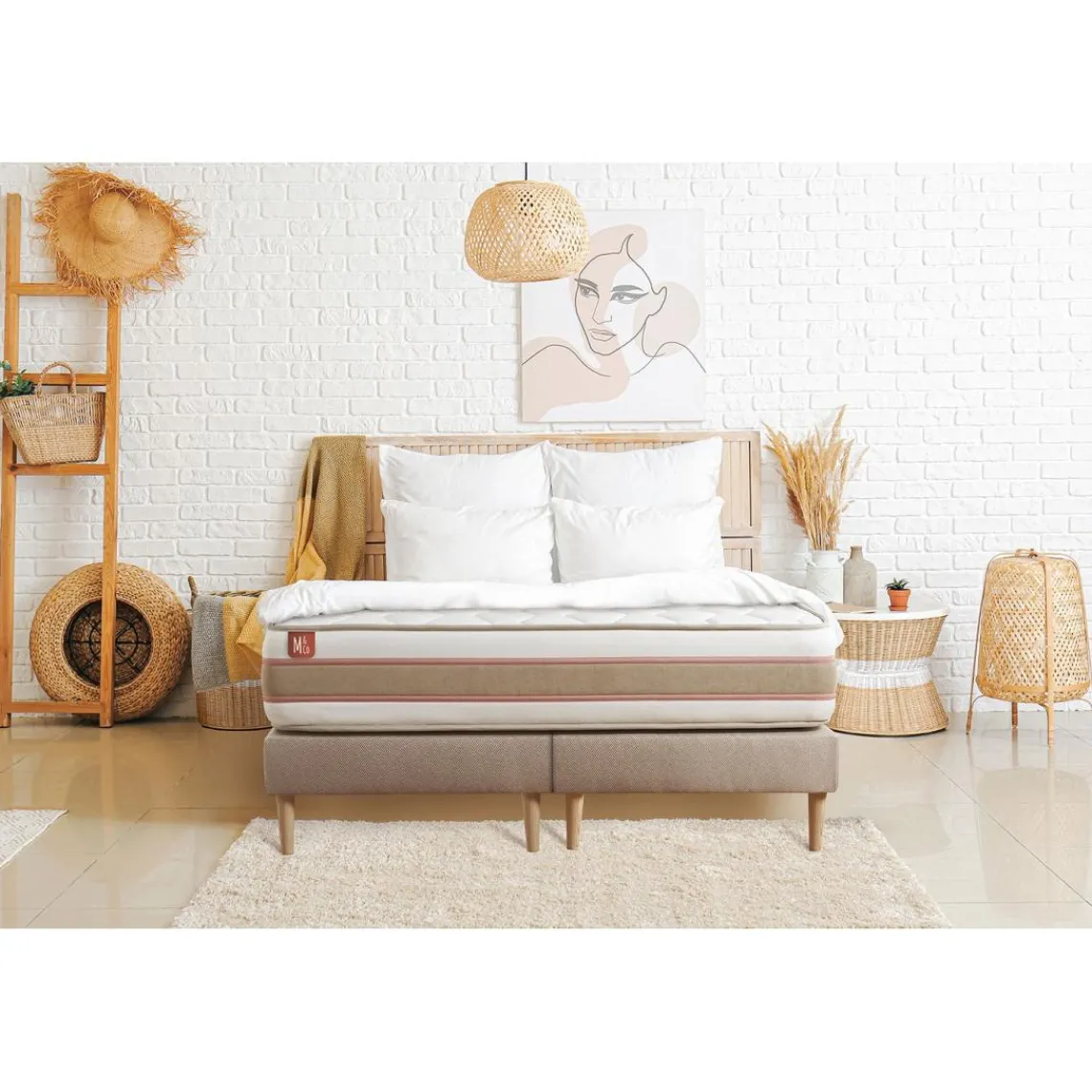Marmottes & Co Pack prêt a dormir matelas LE DÉLICAT Ressorts ensaches et Memoire de forme double sommiers Beige Sale