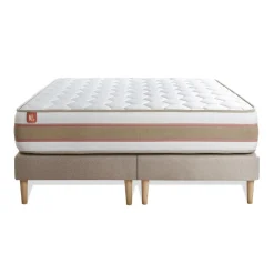 Marmottes & Co Pack prêt a dormir matelas LE DÉLICAT Ressorts ensaches et Memoire de forme double sommiers Beige Sale