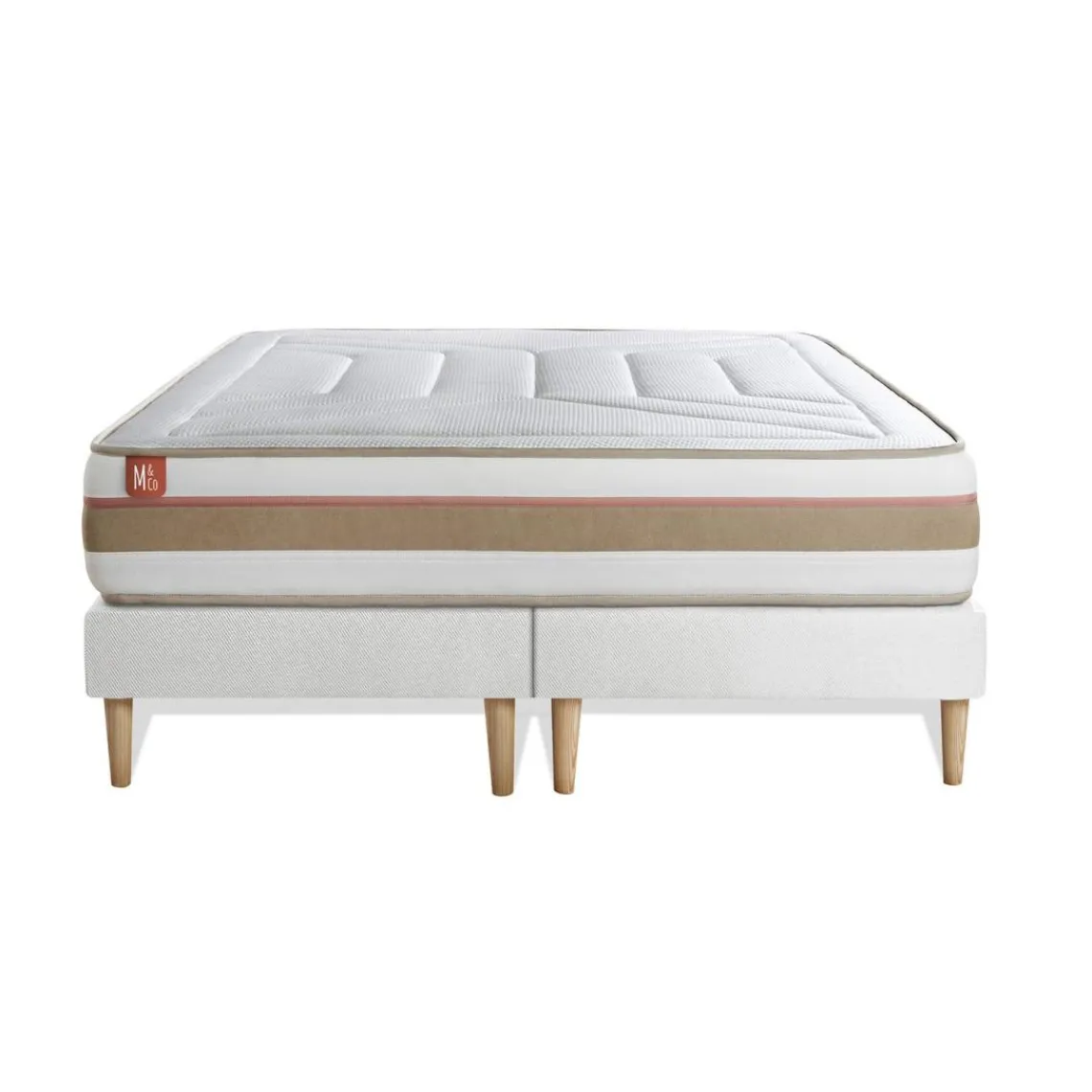 Marmottes & Co Pack prêt a dormir matelas LE TENDRE Ressorts ensaches Memoire de forme double sommiers Blanc New