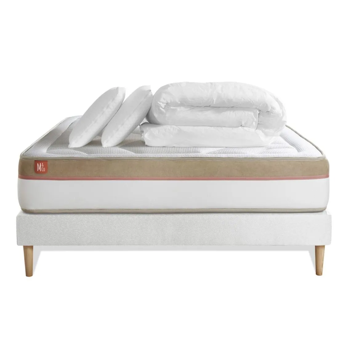 Marmottes & Co Pack prêt a dormir matelas LE COSY Memoire de forme sommier Blanc et 2 oreillers couette Online