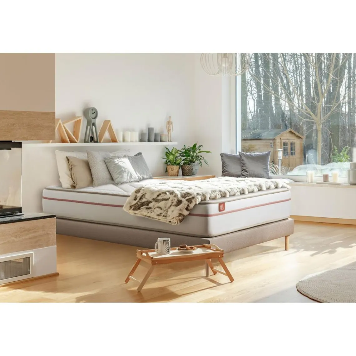 Marmottes & Co Pack prêt a dormir matelas LE PAISIBLE Memoire de forme BioVisco sommier Beige 2 oreillers couette Outlet