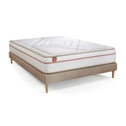 Marmottes & Co Pack prêt a dormir matelas LE PAISIBLE Memoire de forme BioVisco sommier Beige 2 oreillers couette Outlet