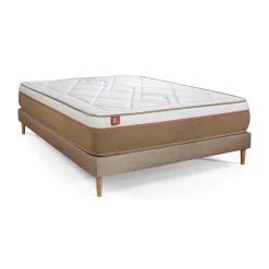 Marmottes & Co Pack prêt a dormir matelas LE SOYEUX Ressorts ensaches Memoire de forme BioVisco sommier kit Beige Best