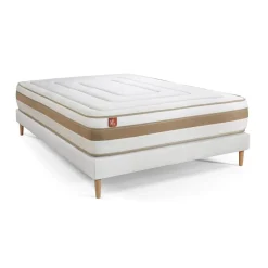 Marmottes & Co Pack prêt a dormir matelas LE RAFFINÉ Ressorts ensaches Memoire de forme BioVisco sommier Blanc New