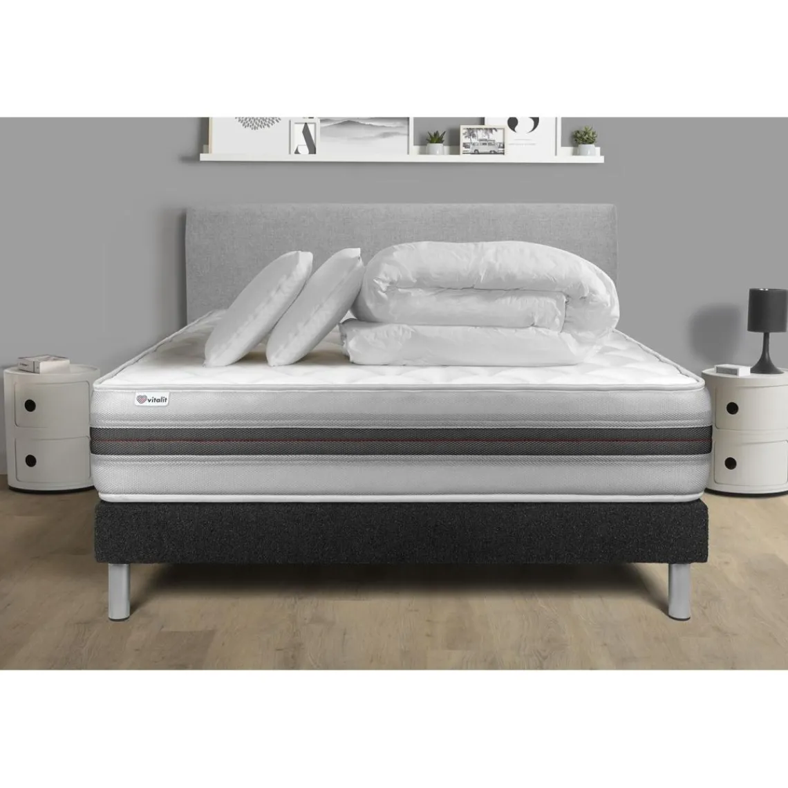 VITALIT Pack prêt a dormir VITALMEMO BACK sommier Kit noir Clearance