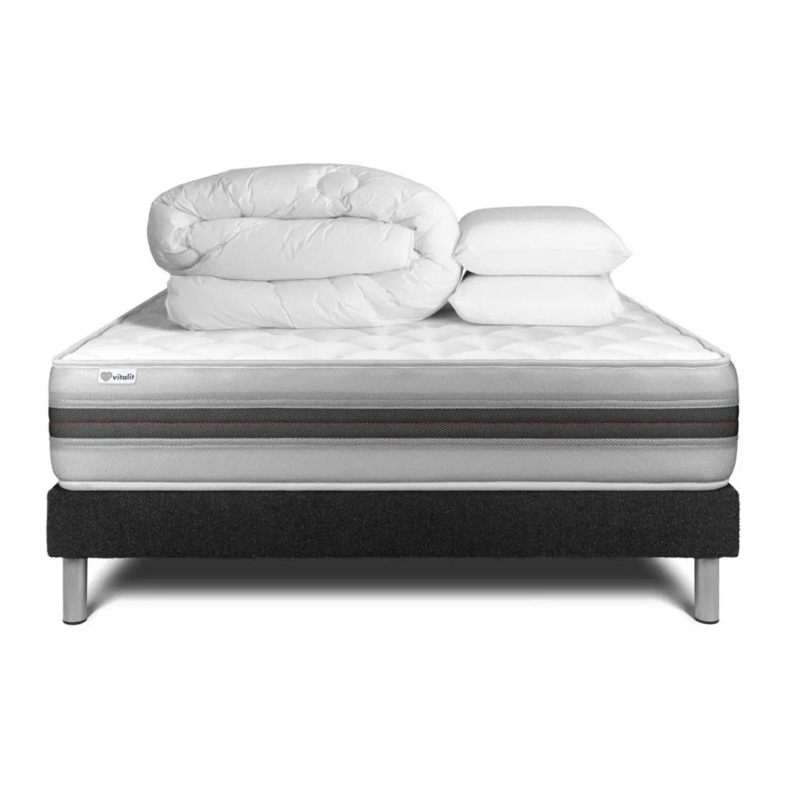 VITALIT Pack prêt a dormir VITALMEMO BACK sommier Kit noir Clearance
