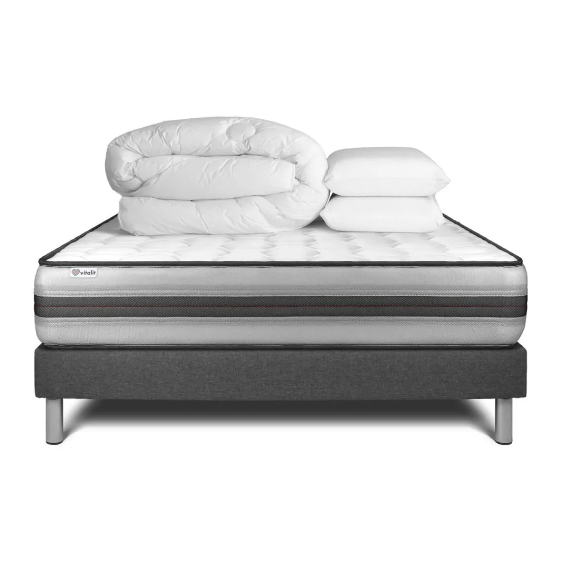 VITALIT Pack prêt a dormir VITALPOWER RECOVER sommier Kit gris New