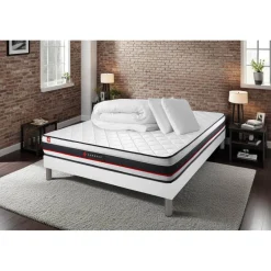 Somness Pack sommier matelas FORM 2 oreillers memoire de forme Couette Percale Online