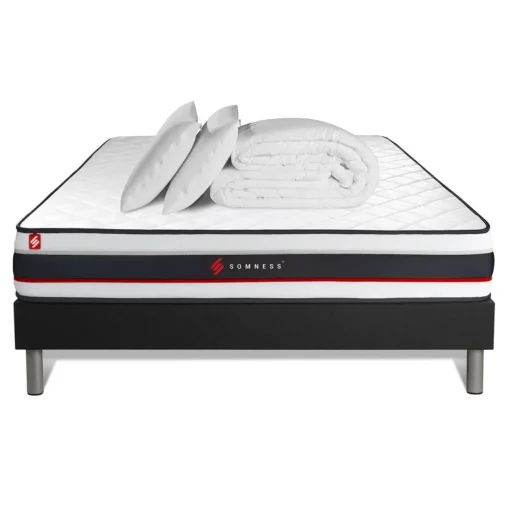 Somness Pack sommier matelas FORM 2 oreillers memoire de forme Couette Percale Sale