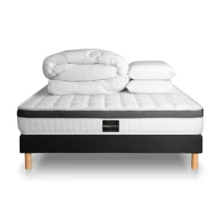 Prestige literie Pack Superieur Memoire de forme 3 zones sommier noir
