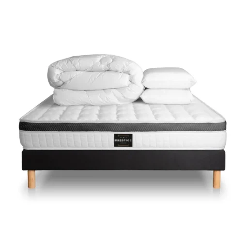 Prestige literie Pack Superieur Memoire de forme 3 zones sommier noir