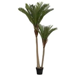 3S. x Home Palmier artificiel en plastique 2 troncs H180cm vert