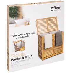 3S. x Home Panier à linge double 50L Discount