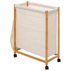 3S. x Home Panier à linge et à roulette en bambou 52L beige Online
