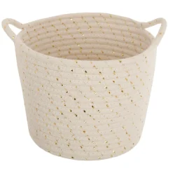 3S. x Home Panier en coton ecru & lurex x3 Clearance