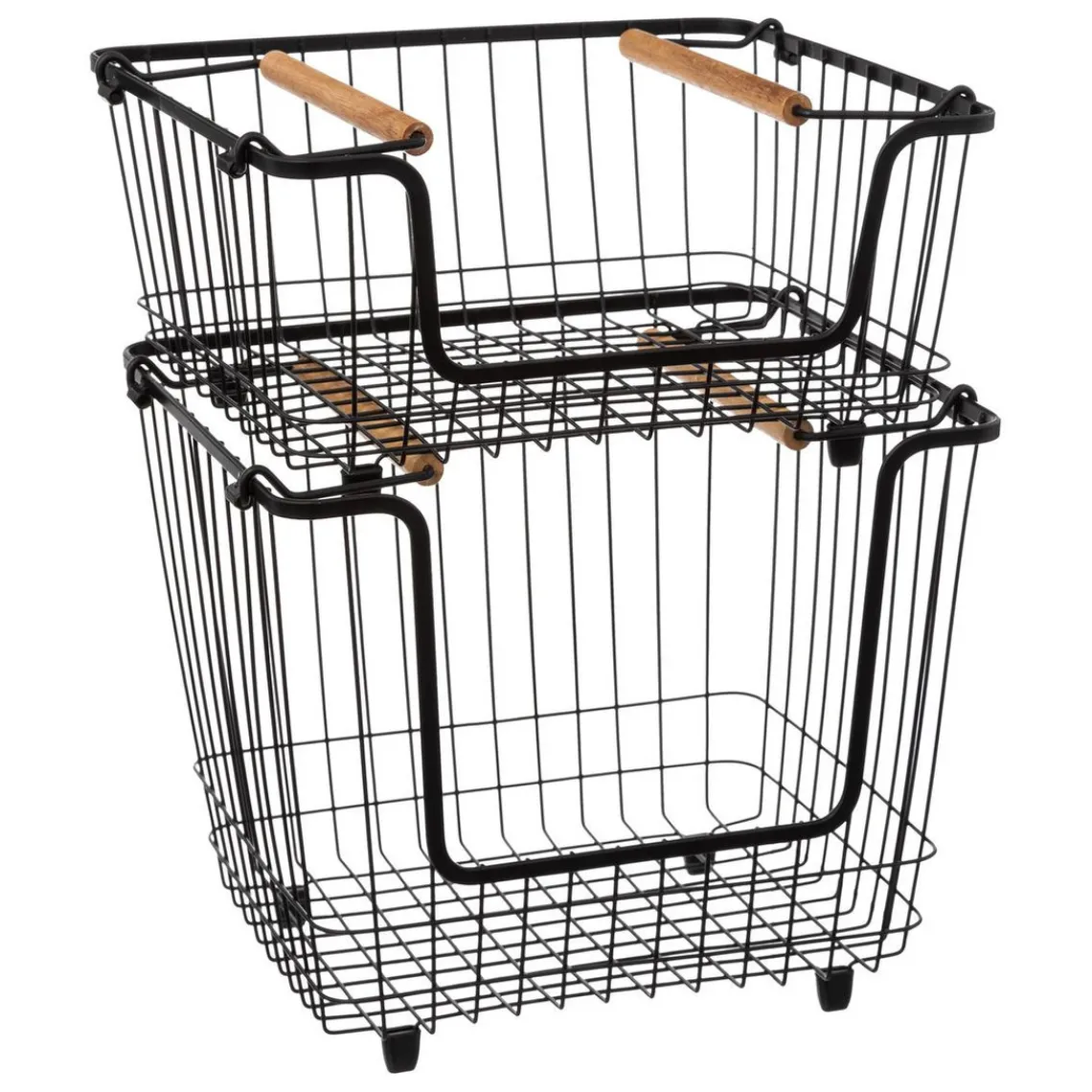 3S. x Home Panier en métal empilable grand format Noir Sale