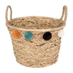 3S. x Home Panier enfant pompons Livi roseau Sale