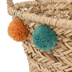 3S. x Home Panier enfant pompons Livi roseau Sale