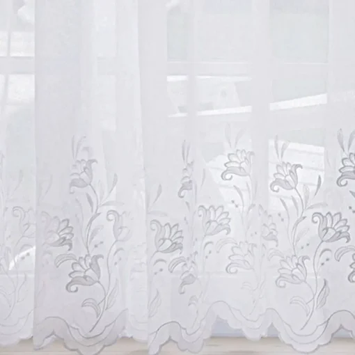 Becquet Panneau voilage brodé finition écailles aspect sablé - Blanc Discount