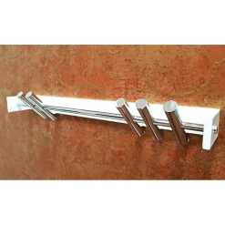 3S. x Home Patère murale Chromé avec 5 crochets et barre Blanc en Métal Discount