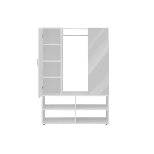 3S. x Home Penderie 1 porte 1 miroir 4 cases AUMA 1 blanc New