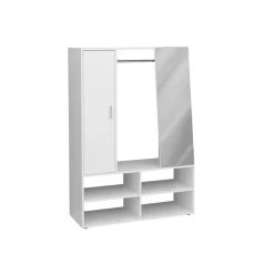 3S. x Home Penderie 1 porte 1 miroir 4 cases AUMA 1 blanc New