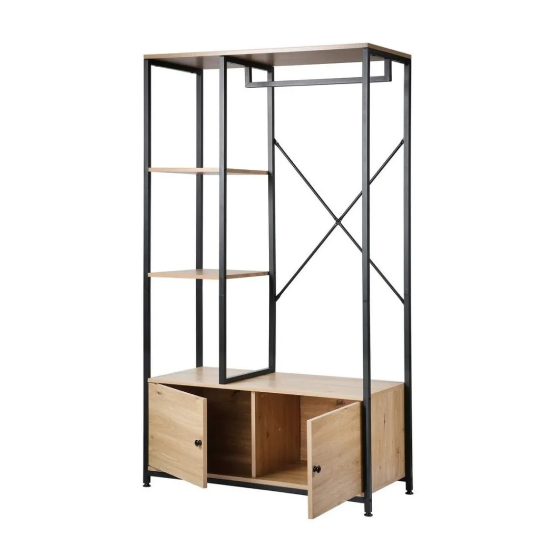 Calicosy Penderie avec étagères et rangements 2 portes en bois Beige Outlet