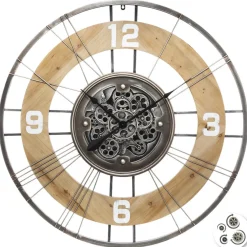 3S. x Home Pendule mécanique Lana en Bois / Métal D90 Clearance