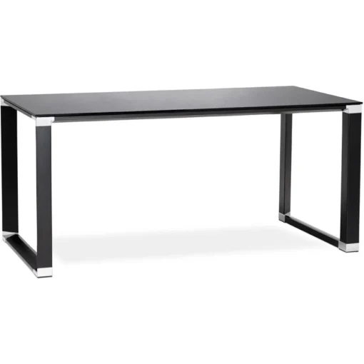 ALTEREGO Petit bureau droit design 'XLINE' en verre noir Sale
