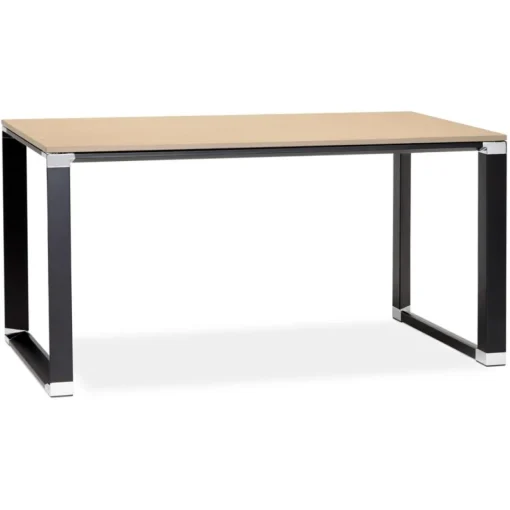 ALTEREGO Petit bureau droit design 'XLINE' en bois finition naturelle et métal noir Sale