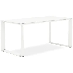 ALTEREGO Petit bureau droit design 'XLINE' en verre blanc New