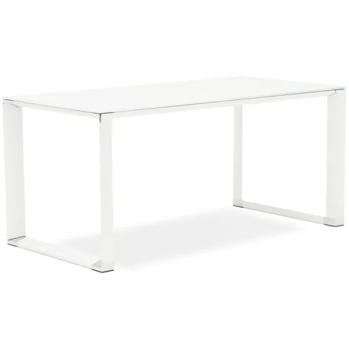 ALTEREGO Petit bureau droit design 'XLINE' en verre blanc New