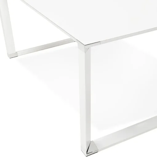 ALTEREGO Petit bureau droit design 'XLINE' en verre blanc New