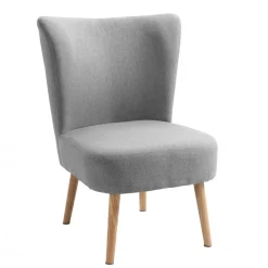 3S. x Home Petit fauteuil en bois massif et en tissu de Style Scandinave Gris Discount