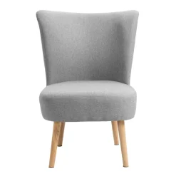 3S. x Home Petit fauteuil en bois massif et en tissu de Style Scandinave Gris Discount