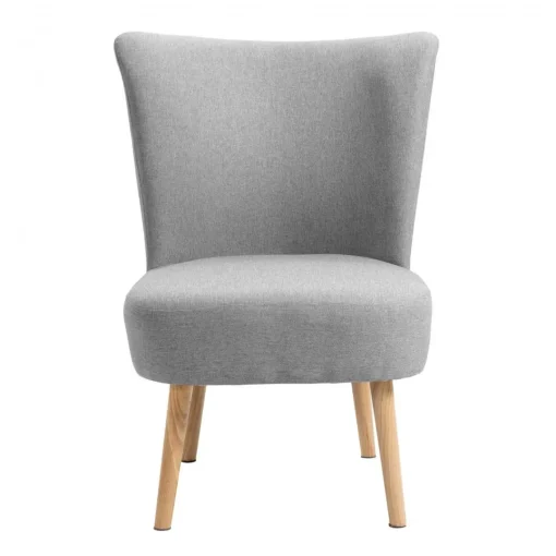 3S. x Home Petit fauteuil en bois massif et en tissu de Style Scandinave Gris Discount