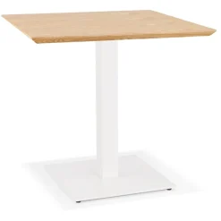 ALTEREGO Petite table à diner carrée 'REGIS' en bois finition naturelle et fonte blanche