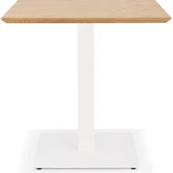 ALTEREGO Petite table à diner carrée 'REGIS' en bois finition naturelle et fonte blanche