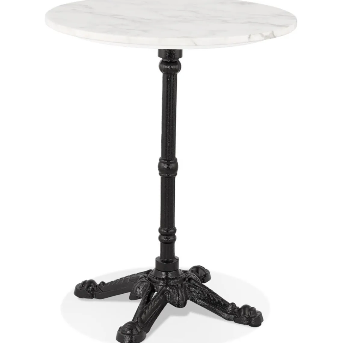 ALTEREGO Petite table bistrot ronde 'MARAY' style rustique en pierre blanche effet marbre et métal noir Online