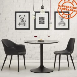 ALTEREGO Petite table de bureau ou à diner ronde 'CHEF' noire Outlet