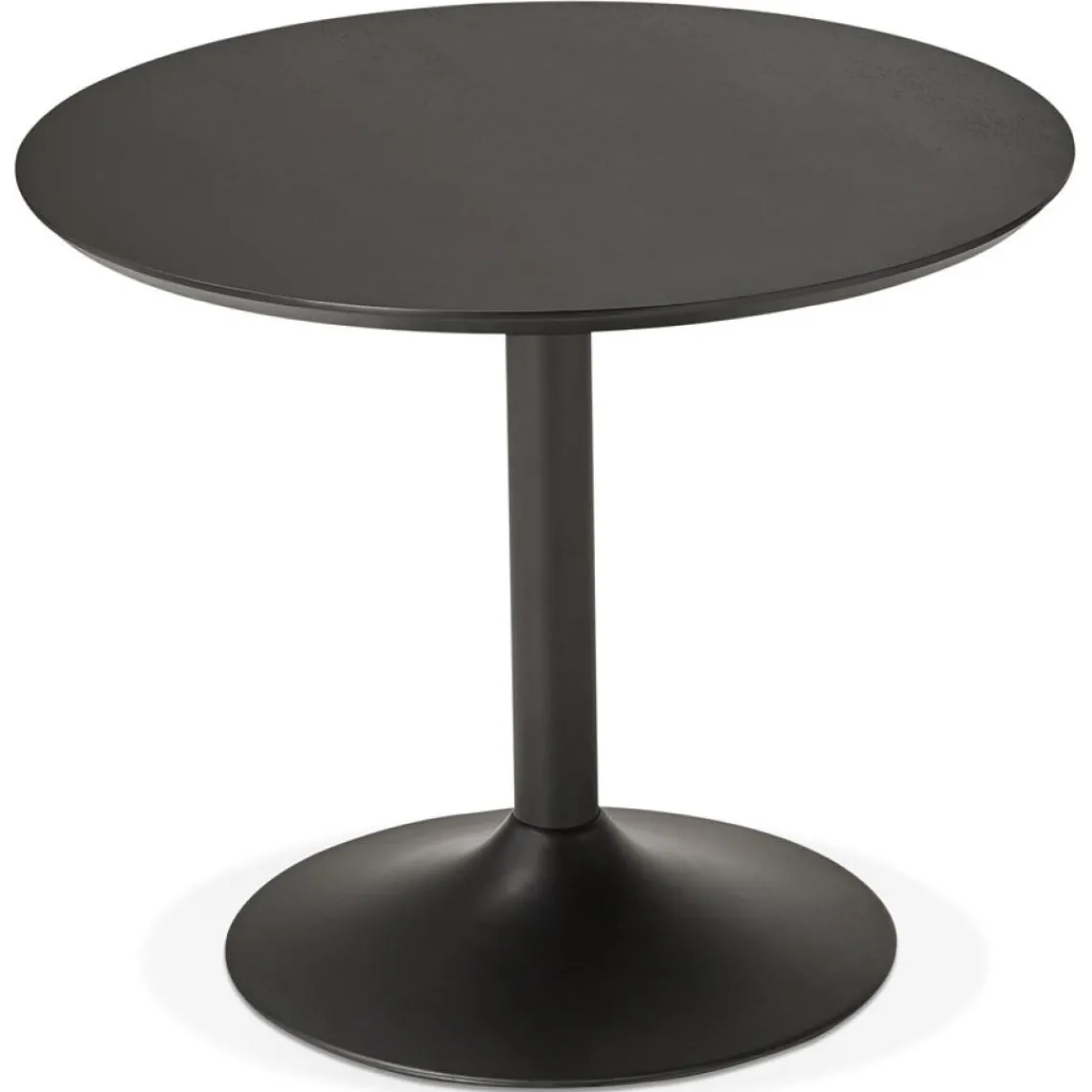 ALTEREGO Petite table de bureau ou à diner ronde 'CHEF' noire Outlet