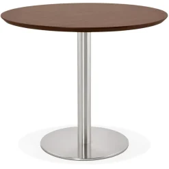 ALTEREGO Petite table de bureau ou à diner ronde 'INDIANA' en bois finition Noyer Hot