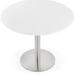ALTEREGO Petite table de bureau ou à diner ronde 'DALLAS' blanche
