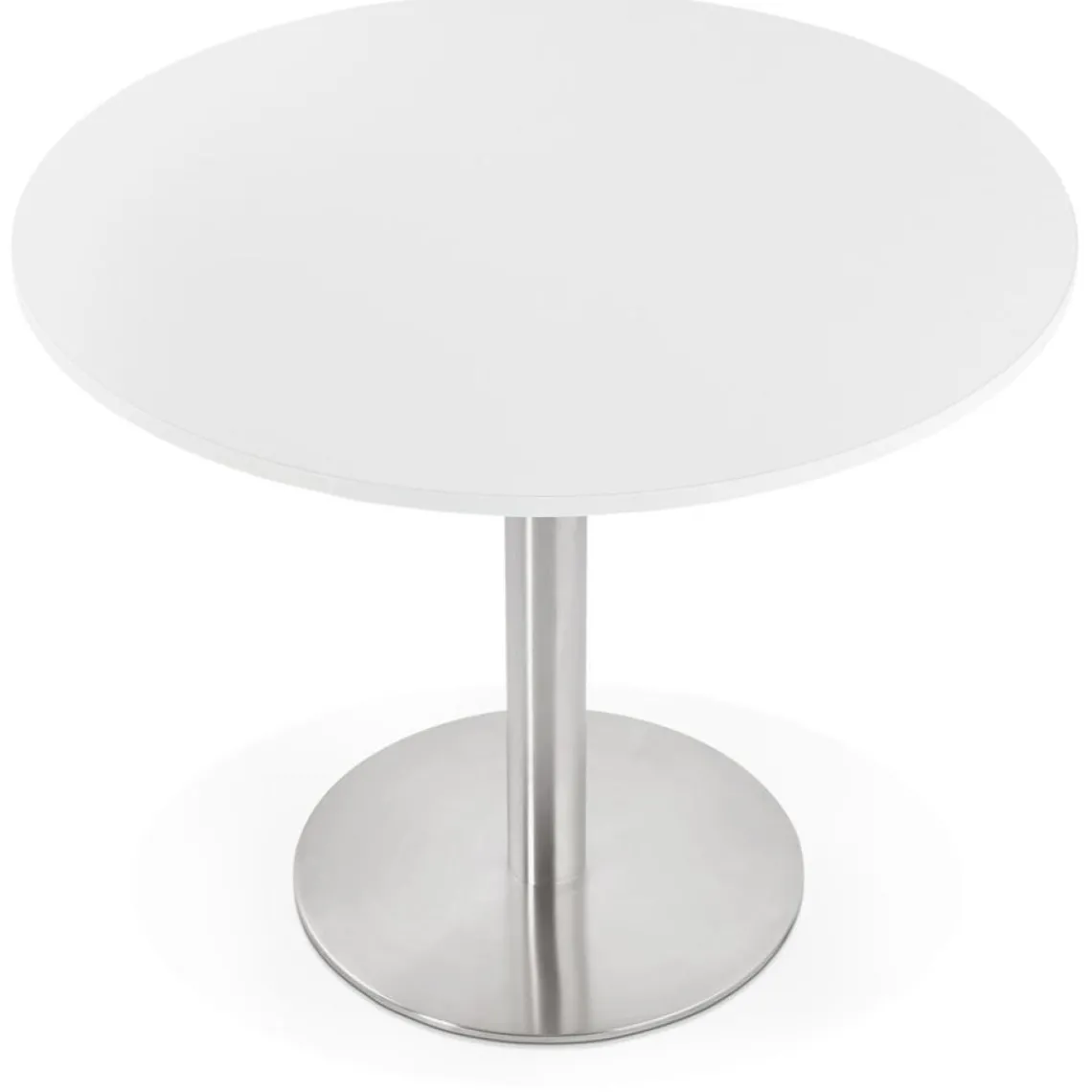 ALTEREGO Petite table de bureau ou à diner ronde 'DALLAS' blanche