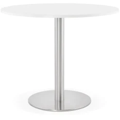 ALTEREGO Petite table de bureau ou à diner ronde 'DALLAS' blanche