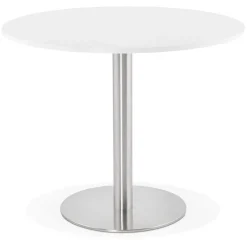 ALTEREGO Petite table de bureau ou à diner ronde 'DALLAS' blanche