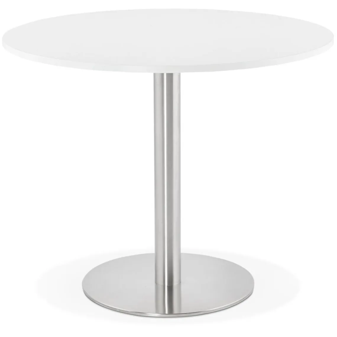 ALTEREGO Petite table de bureau ou à diner ronde 'DALLAS' blanche